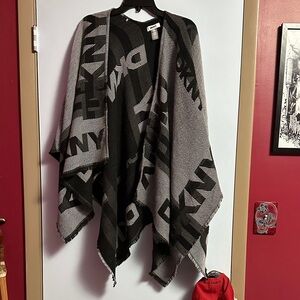 DKNY Monochrome Logo Poncho/Shawl